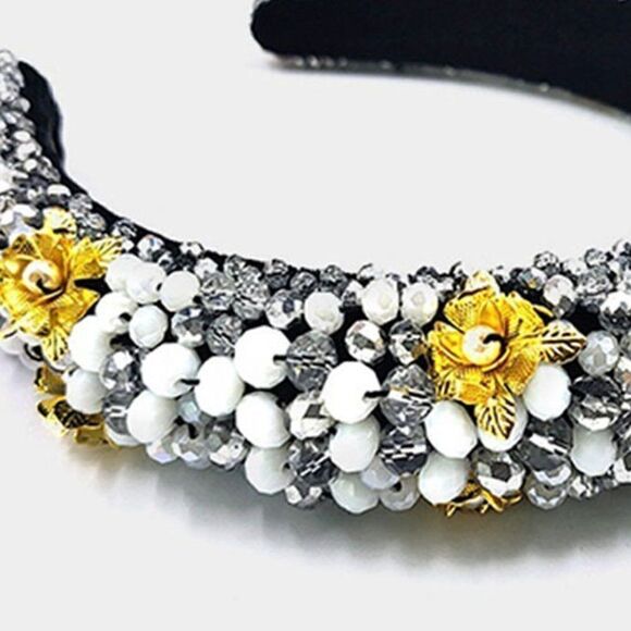 Faceted Beaded Flower Detail Headband - Picture 5 of 12